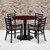 Flash Furniture MD-0004-GG 36" Dia. x 30" H Mahogany Laminate Finish Round Table Set with 4 Metal Ladder Back Chairs