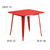 Flash Furniture ET-CT002-1-RED-GG 31.5" W Red Smooth Top Galvanized Steel Powder Coat Finish Square Table