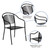 Flash Furniture CO-3-BK-GG Black Steel with Arms Curved Round Back and Seat Patio Stacking Armchair
