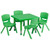 Flash Furniture YU-YCX-0023-2-SQR-TBL-GREEN-E-GG 24" W x 24" D x 14 1/2" - 23 3/4" Adjustable Height Green Square Preschool Activity Table Set with 4 Chairs