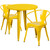 Flash Furniture CH-51090TH-2-18ARM-YL-GG 30" Dia. x 29 1/2" H Yellow Metal Round Table and 2 Chair Set