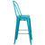 Flash Furniture ET-3534-30-CB-GG 500 Lbs. Crystal Teal Galvanized Steel Curved Back with Vertical Slat Bar Stool