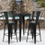 Flash Furniture CH-51090BH-4-30CAFE-BK-GG 30" Dia. x 41" H Black Metal Round Bar Height Table and 4 Bar Stool Set