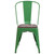 Flash Furniture CH-31230-GN-WD-GG Green Metal Curved Back with Vertical Slat Textured Wood Seat Stacking Side Chair