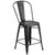 Flash Furniture ET-3534-24-BK-GG Black Galvanized Steel Drain Holes In Seat Counter Height Bar Stool