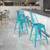 Flash Furniture ET-3534-24-CB-GG Crystal Teal/Blue Galvanized Steel Drain Holes In Seat Counter Height Bar Stool