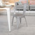 Flash Furniture CH-31230-SIL-GG Silver Stackable Galvanized Steel Drain Holes in Seat Stacking Side Chair