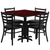 Flash Furniture HDBF1014-GG 36" Dia. x 30" H Mahogany Laminate Finish Square Table Set with 4 Metal Ladder Back Bar Stools