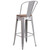 Flash Furniture CH-31320-30GB-SIL-WD-GG Silver Metal Curved Back With Vertical Slat Bistro Style Bar Stool
