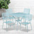 Flash Furniture CO-35SQ-02CHR4-SKY-GG 35.5" Dia. Skye Blue Steel Square Table with 4 Square Back Chairs Patio Table Set