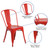 Flash Furniture CH-31230-RED-GG Red Stackable Galvanized Steel Drain Holes in Seat Stacking Side Chair