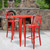 Flash Furniture CH-51090BH-2-30VRT-RED-GG 30" Dia. x 41" H Red Metal Round Bar Height Table and 2 Bar Stool Set