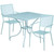 Flash Furniture CO-35SQ-02CHR2-SKY-GG 35.5" Dia. Sky Blue Steel Square Table with 2 Square Back Chairs Patio Table Set