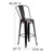 Flash Furniture CH-31320-30GB-BQ-GG Black And Antique Gold Galvanized Steel Counter Height Bar Stool