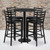 Flash Furniture RSRB1021-GG 30" Dia. x 42" H Black Laminate Finish Round Table Set with 4 Metal Ladder Back Metal ladder Back Bar Stools