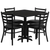Flash Furniture HDBF1013-GG 36" Dia. x 30" H Black Laminate Finish Square Table Set with 4 Metal Ladder Back Chairs
