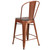 Flash Furniture ET-3534-24-POC-WD-GG 40.25" H Copper Galvanized Steel Counter Height Curved Back With Vertical Slat Bar Stool