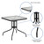 Flash Furniture TLH-073R-GY-GG Dark Gray Rattan Edge Metal Base Powder Coat Finish With Tempered Glass Top Square Patio Table