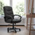 Flash Furniture GO-977-1-BK-LEA-GG Black Bonded Leather Padded Arms Mid Back Design Swivel Task/Office Chair