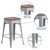 Flash Furniture CH-31320-24-SIL-WD-GG Silver Textured Wood Seat With Galvanized Steel Counter Height Backless Bar Stool
