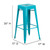 Flash Furniture ET-BT3503-30-CB-GG 30.25" H Crystal Teal / Blue Galvanized Steel with Drain Hole Seat Bar Stool