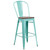 Flash Furniture ET-3534-30-MINT-WD-GG 46" H Mint Green Galvanized Steel Curved Back With Vertical Slat Bar Stool
