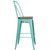 Flash Furniture ET-3534-30-MINT-WD-GG 46" H Mint Green Galvanized Steel Curved Back With Vertical Slat Bar Stool