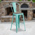 Flash Furniture ET-3534-30-MINT-WD-GG 46" H Mint Green Galvanized Steel Curved Back With Vertical Slat Bar Stool