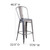 Flash Furniture XU-DG-TP001B-30-GG 30-1/2"H Silver With Clear Coat Finish Galvanized Steel With Vertical Slat Back Bar Stool