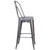 Flash Furniture XU-DG-TP001B-30-GG 30-1/2"H Silver With Clear Coat Finish Galvanized Steel With Vertical Slat Back Bar Stool