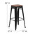 Flash Furniture CH-31320-30-BK-WD-GG Black Textured Wood Seat With Galvanized Steel Backless Bar Stool