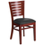 Flash Furniture XU-DG-W0108-MAH-BLKV-GG Wood Slat Back Black Vinyl Upholstered Seat Darby Series Restaurant Chair