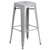 Flash Furniture CH-51090BH-2-30SQST-SIL-GG 30" Dia. x 41" H Silver Metal Round Bar Height Table and 2 Bar Stool Set