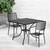 Flash Furniture CO-35SQ-02CHR2-BK-GG 35.5" Dia. Black Steel Square Table with 2 Square Back Chairs Patio Table Set