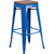 Flash Furniture CH-31320-30-BL-WD-GG Blue Textured Wood Seat With Galvanized Steel Backless Bar Stool