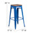 Flash Furniture CH-31320-30-BL-WD-GG Blue Textured Wood Seat With Galvanized Steel Backless Bar Stool