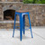 Flash Furniture CH-31320-30-BL-WD-GG Blue Textured Wood Seat With Galvanized Steel Backless Bar Stool