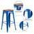 Flash Furniture CH-31320-30-BL-WD-GG Blue Textured Wood Seat With Galvanized Steel Backless Bar Stool