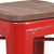 Flash Furniture CH-31320-24-RED-WD-GG Red Textured Wood Seat With Galvanized Steel Counter Height Backless Bar Stool