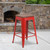 Flash Furniture CH-31320-24-RED-WD-GG Red Textured Wood Seat With Galvanized Steel Counter Height Backless Bar Stool
