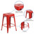 Flash Furniture CH-31320-24-RED-WD-GG Red Textured Wood Seat With Galvanized Steel Counter Height Backless Bar Stool