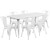 Flash Furniture ET-CT005-6-30-WH-GG White Steel Rectangular Table Set with 6 Chairs