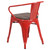 Flash Furniture CH-31270-RED-WD-GG Red Metal Back with Arms Vertical Slat Wood Seat Bistro Style Stacking Armchair