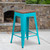 Flash Furniture ET-BT3503-24-CB-WD-GG Teal Blue Galvanized Steel Drain Hole In Seat Counter Height Backless Bar Stool