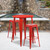Flash Furniture CH-51090BH-2-30SQST-RED-GG 30" Dia. x 41" H Red Metal Round Bar Height Table and 2 Bar Stool Set