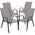 Flash Furniture 4-JJ-303C-G-GG Gray Textilene Fabric Black Powder Coated Frame Finish Brazos Series Stacking Patio Chair - Set of 4