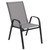 Flash Furniture 4-JJ-303C-G-GG Gray Textilene Fabric Black Powder Coated Frame Finish Brazos Series Stacking Patio Chair - Set of 4