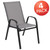 Flash Furniture 4-JJ-303C-G-GG Gray Textilene Fabric Black Powder Coated Frame Finish Brazos Series Stacking Patio Chair - Set of 4