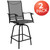 Flash Furniture 2-ET-SWVLPTO-30-GR-GG Gray Textilene Sling Fabric Black Galvanized Steel Frame Bar Height Patio Swivel Stool