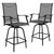 Flash Furniture 2-ET-SWVLPTO-30-GR-GG Gray Textilene Sling Fabric Black Galvanized Steel Frame Bar Height Patio Swivel Stool